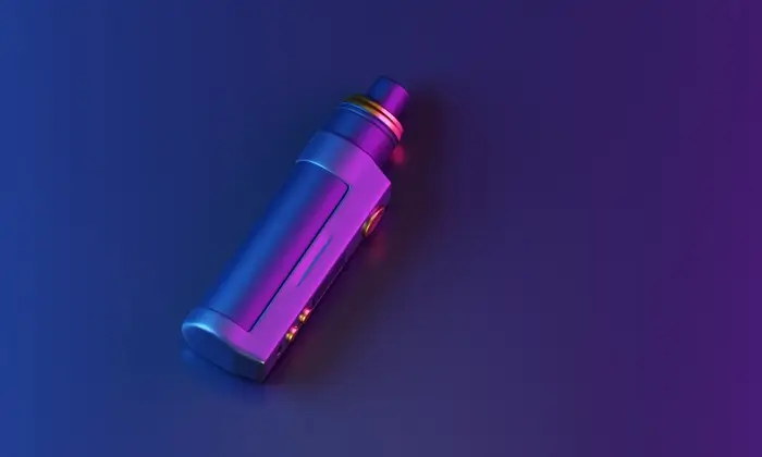 electronic cigarette pod mod vape blue pink background 3d rendering